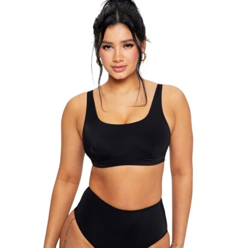 Fabletics Shaping Swim Square Neck Bikini Top Black 2X SM2458575-1855